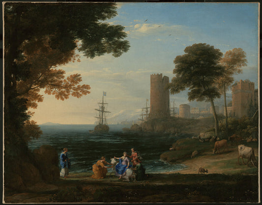 Coast View with the Abduction of Europa, vintage artwork by Claude Lorrain, 12x8" (A4) Poster