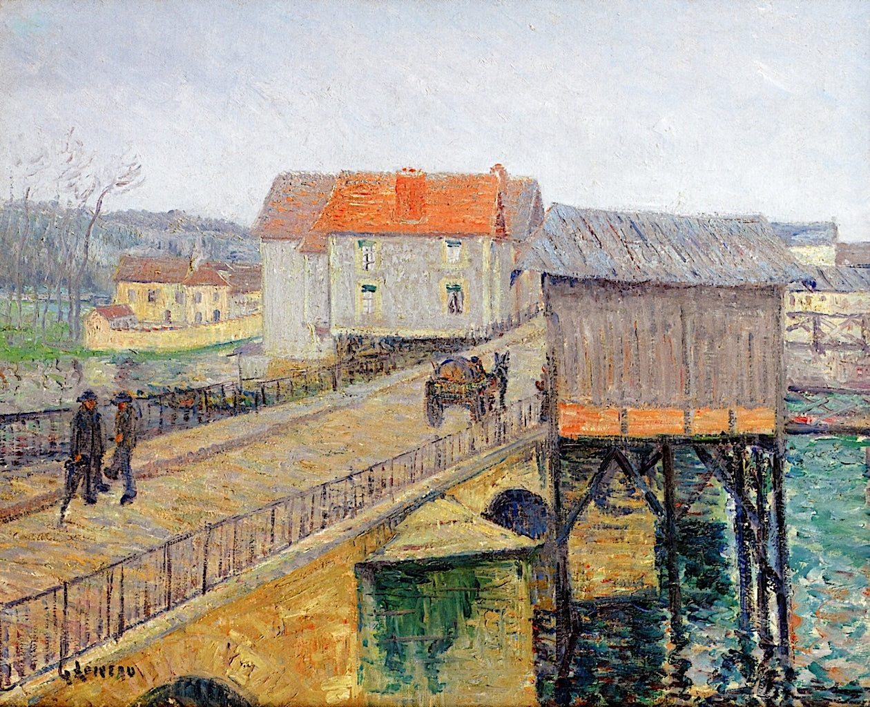 Bridge at Moret sur Loing, vintage artwork by Gustave Loiseau, 12x8" (A4) Poster