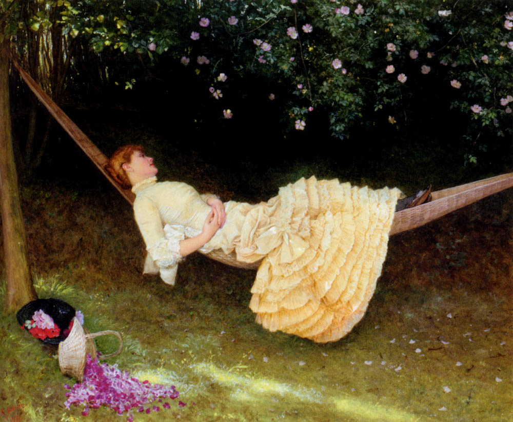 The Hammock, vintage artwork by Edward Killingworth Johnson, 12x8" (A4) Poster