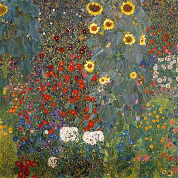 Farm Garden with Sunflowers by Gustav Klimt,A3(16x12")Poster