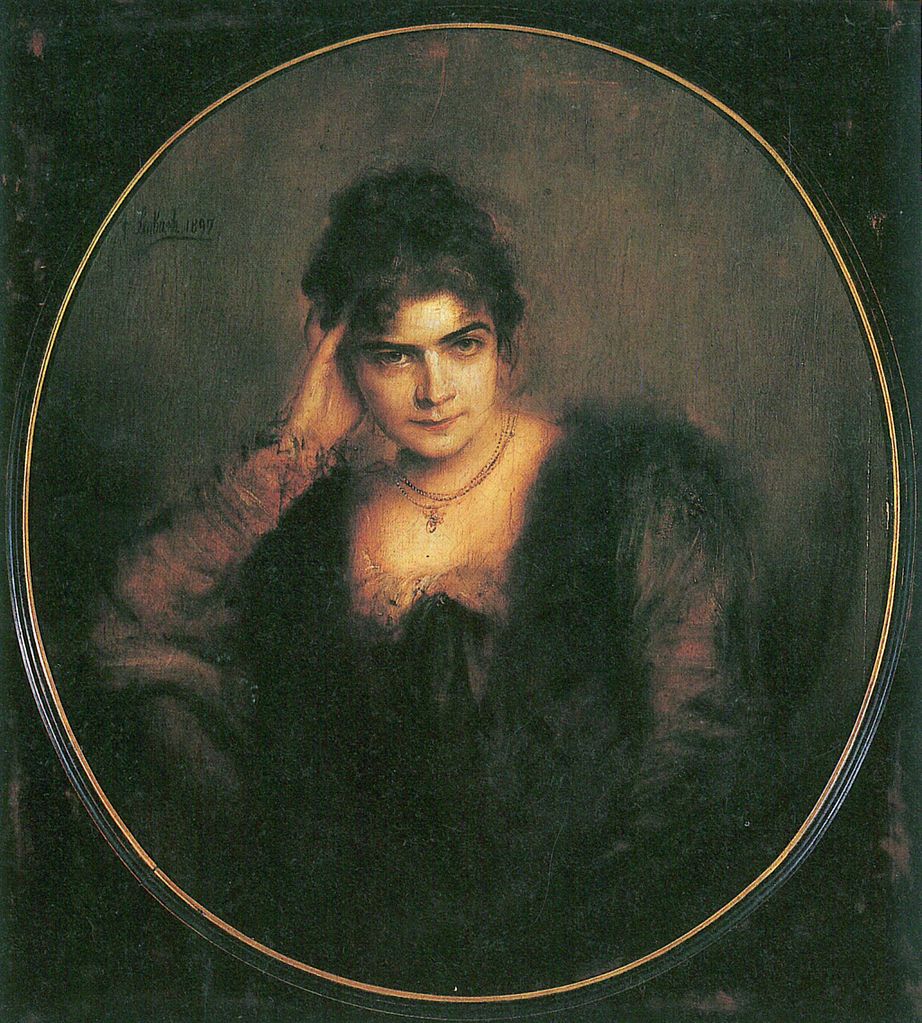 Portrait of Charlotte von Lenbach, vintage artwork by Franz von Lenbach, 12x8" (A4) Poster