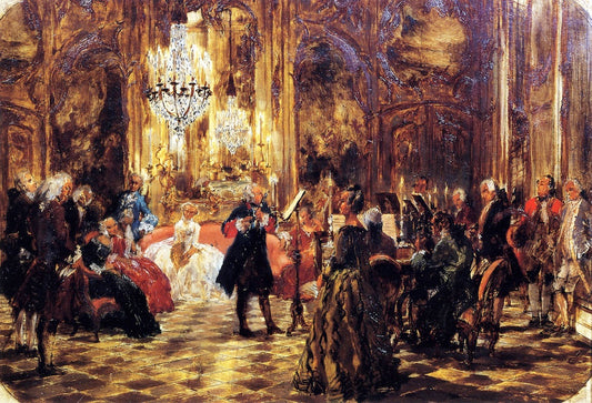 The Flute Concert at Sanssouci (sketch), vintage artwork by Adolph von Menzel, A3 (16x12") Poster Print