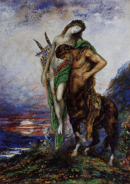 A Dead Poet being Carried by  a Centaur, vintage artwork by Gustave Moreau, 12x8" (A4) Poster