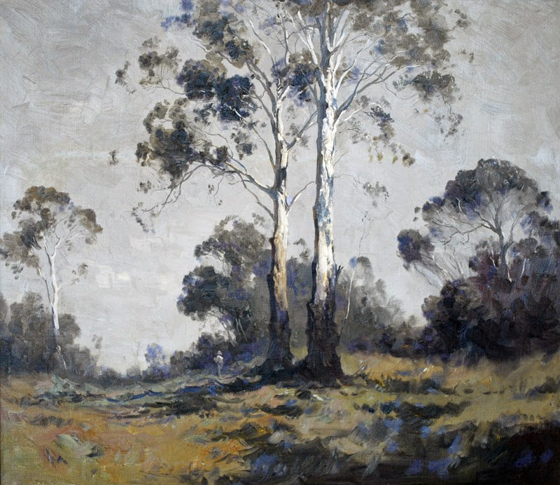 Ghost Gums and Figure, vintage artwork by Penleigh Boyd, 12x8" (A4) Poster