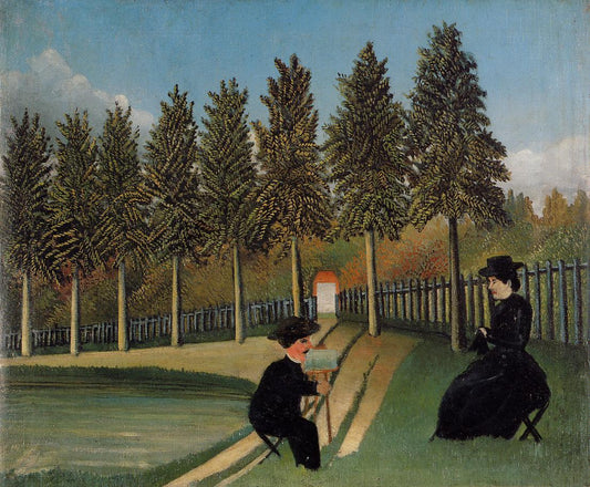 The Painter and His Wife, vintage artwork by Henri Rousseau, 12x8" (A4) Poster