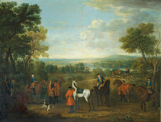 Frederick, Prince of Wales (1707-1751) in the Hunting Field, vintage artwork by John Wootton, 12x8" (A4) Poster