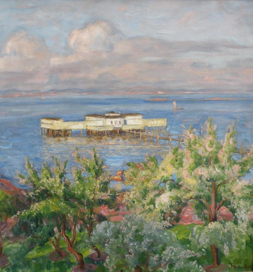Kallbadhuset, vintage artwork by Thorolf Holmboe, 12x8" (A4) Poster