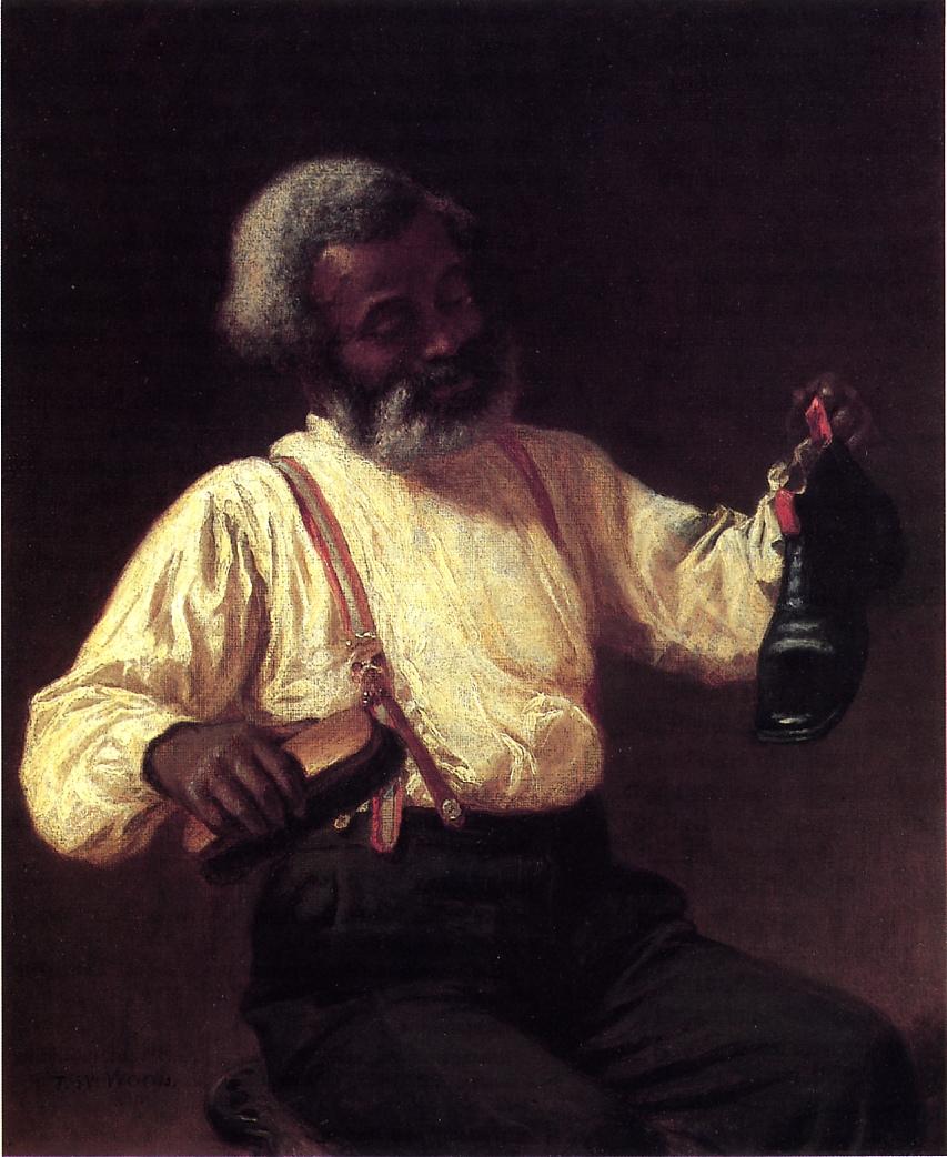 Shining Shoes, vintage artwork by Thomas Waterman Wood, 12x8" (A4) Poster