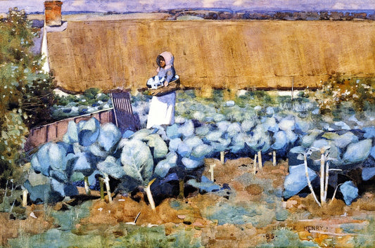 A Cottar's Garden, vintage artwork by George Henry, R.A., R.S.A., R.S.W., 12x8" (A4) Poster