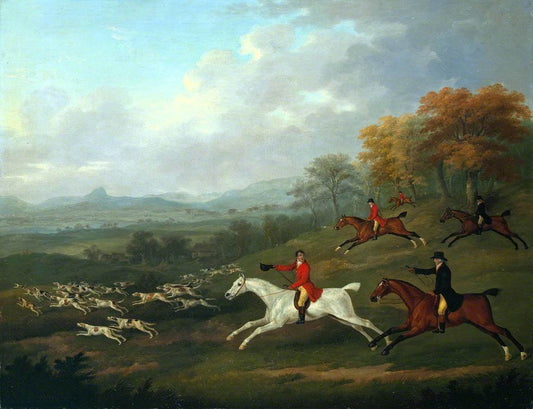 The Earl of Darlington Fox-Hunting with the Raby  Pack: Full Cry, vintage artwork by John Nost Sartorius, 12x8" (A4) Poster