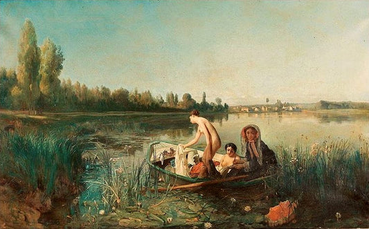 Le Bain des Canotières, vintage artwork by Francois-Auguste Biard, A3 (16x12") Poster Print
