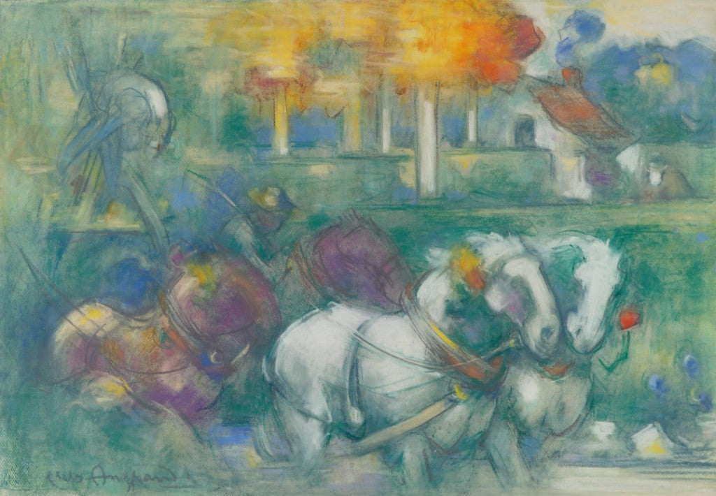 Le Triomphe des Moissonneurs, vintage artwork by Charles Angrand, 12x8" (A4) Poster
