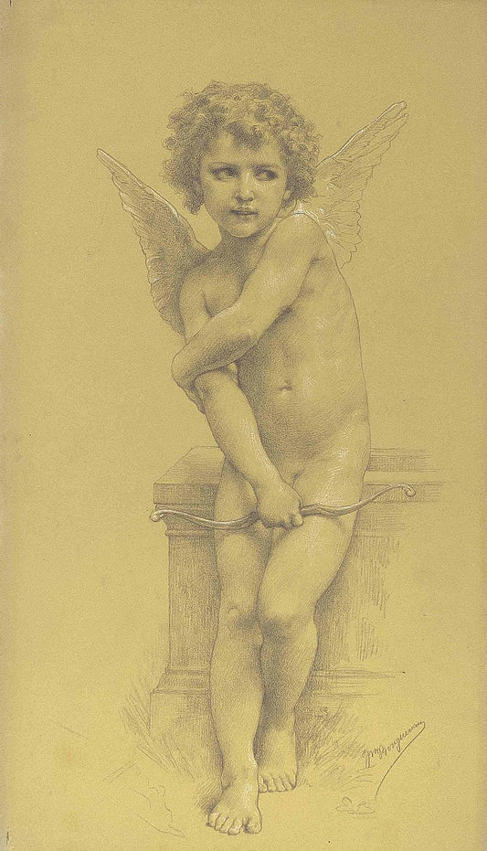 Cupid with his Bow, vintage artwork by William Bouguereau, 12x8" (A4) Poster