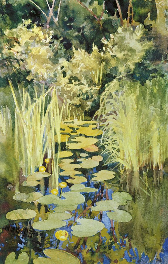 Pond in Abramtsevo, vintage artwork by Elena Polenova, 12x8" (A4) Poster