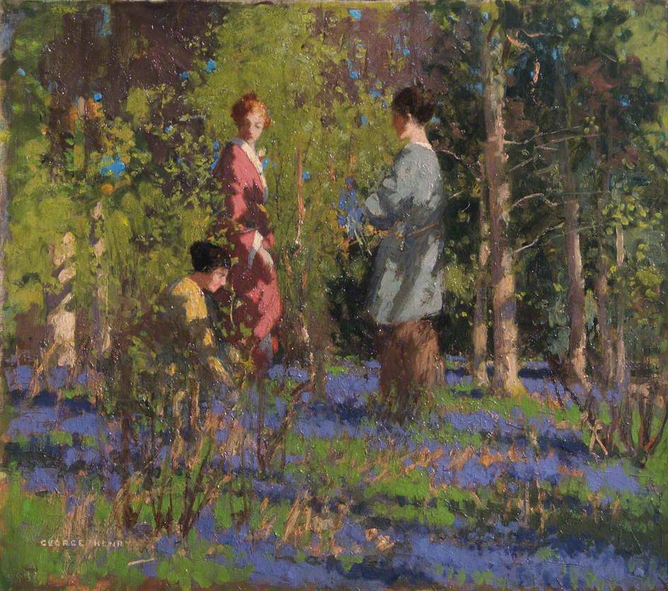 Picking Bluebells, vintage artwork by George Henry, R.A., R.S.A., R.S.W., 12x8" (A4) Poster