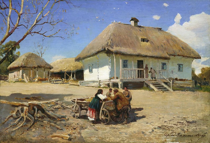 Cossack Farmyard by Sergei Ivanovich Vasilkovsky,A3(16x12")Poster