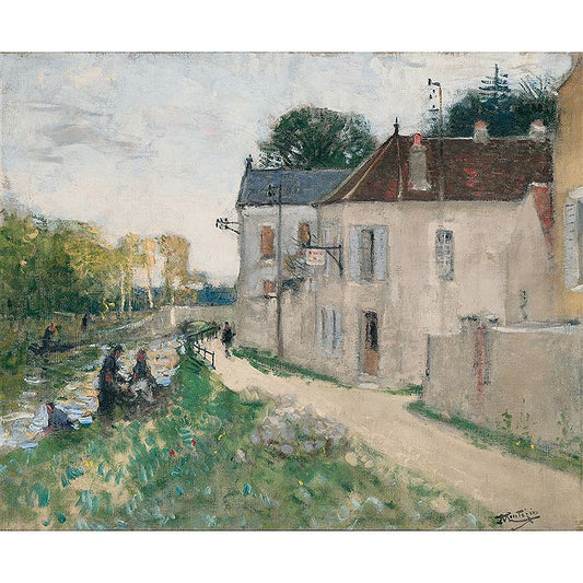 Banks of the LYonne at Changis, vintage artwork by Pierre-Eugène Montezin, 12x8" (A4) Poster