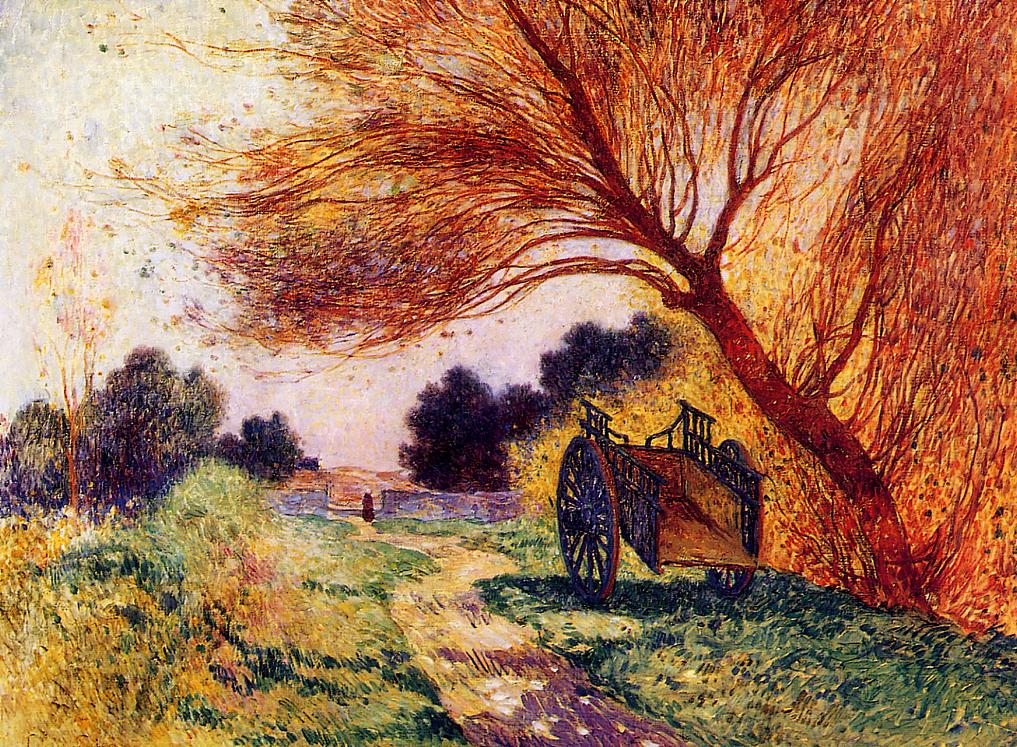 Cart by  the Path, vintage artwork by Ferdinand du Puigaudeau, 12x8" (A4) Poster