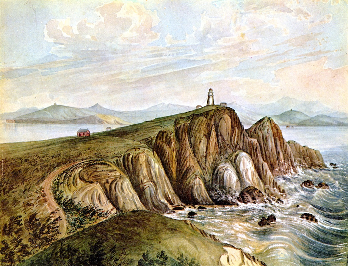 From Point Beoneta - Entrance San Francisco Bay, vintage artwork by James Madison Alden, 12x8" (A4) Poster