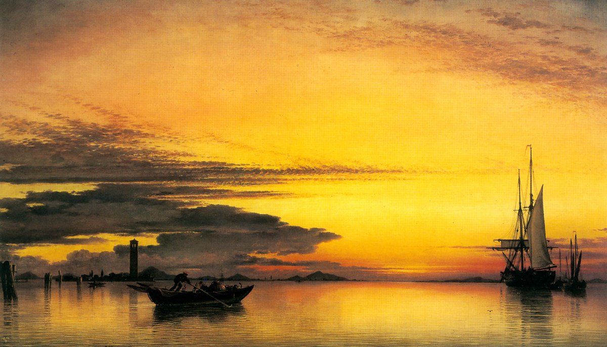 Sunset on the Lagune of Venice, vintage artwork by Edward William Cooke, R.A., A3 (16x12") Poster Print