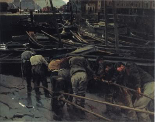 Trabajando en el puerto by Enrique Martinez Cubells,16x12(A3) Poster