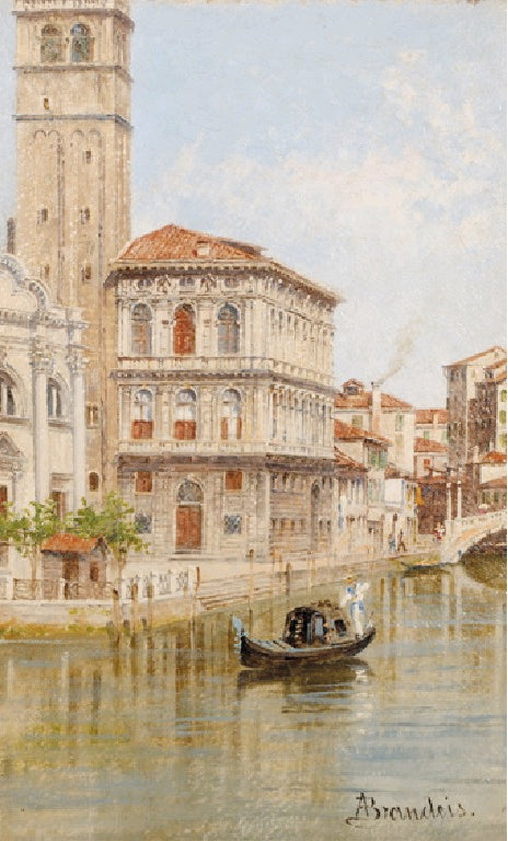 A Venetian canal scene, vintage artwork by Antonietta Brandeis, 12x8" (A4) Poster