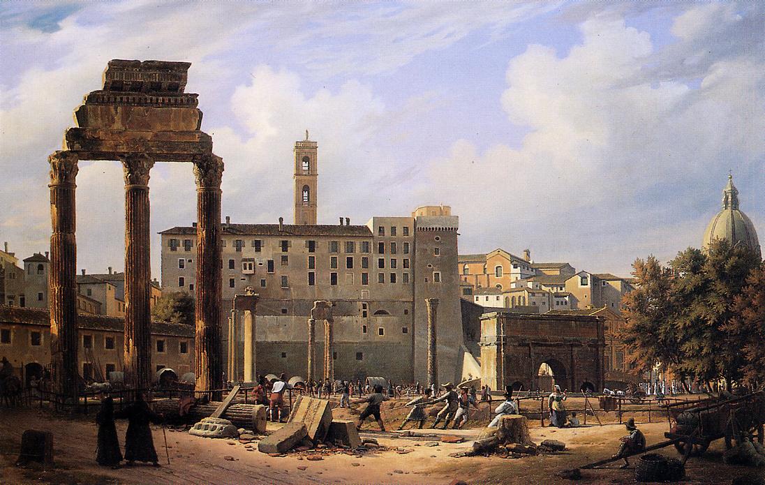 The Prisoners' Excavation of the Roman Forum, vintage artwork by Otto Wagner, A3 (16x12") Poster Print