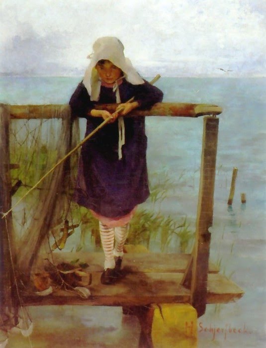 Girl Fishing by Helene Schjerfbeck,A3(16x12")Poster