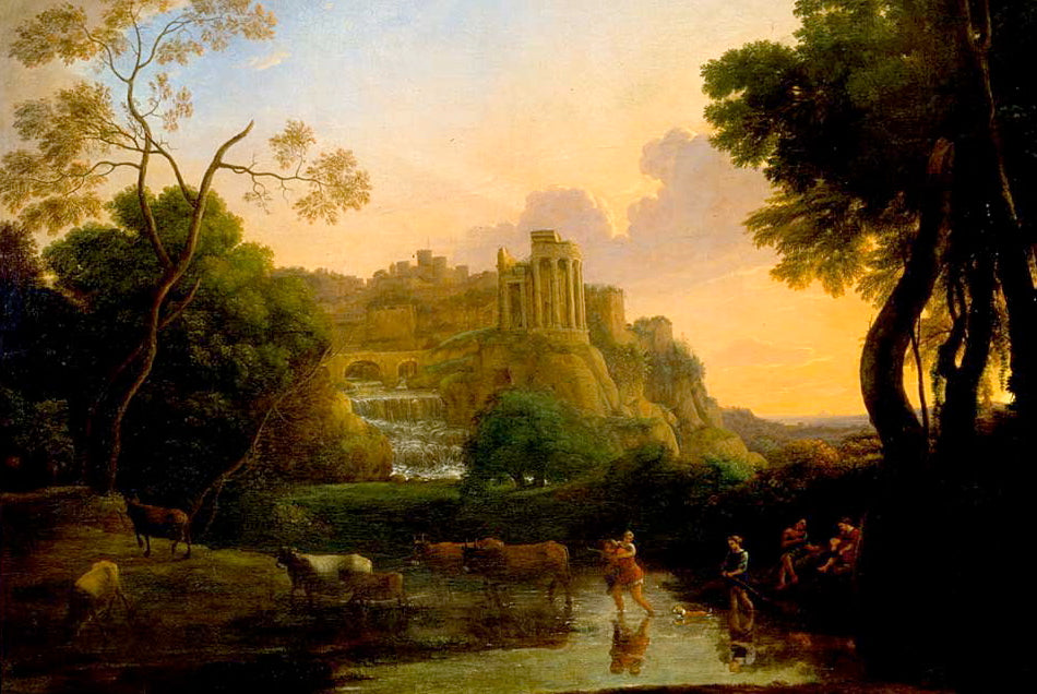 Ideal View of Tivoli, vintage artwork by Claude Lorrain, 12x8" (A4) Poster