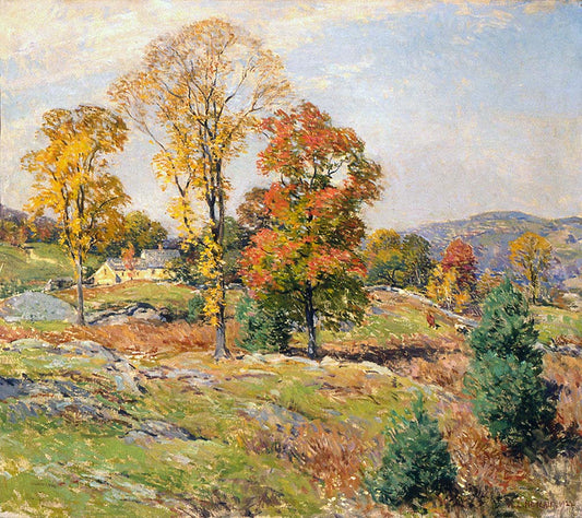 The Approaching Festival, vintage artwork by Willard Leroy Metcalf, 12x8" (A4) Poster