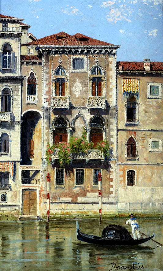 Van Axel's palace, Venice, vintage artwork by Antonietta Brandeis, 12x8" (A4) Poster
