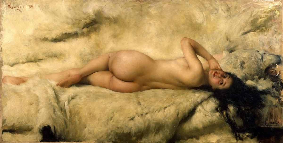Nuda, vintage artwork by Giacomo Grosso, 12x8" (A4) Poster