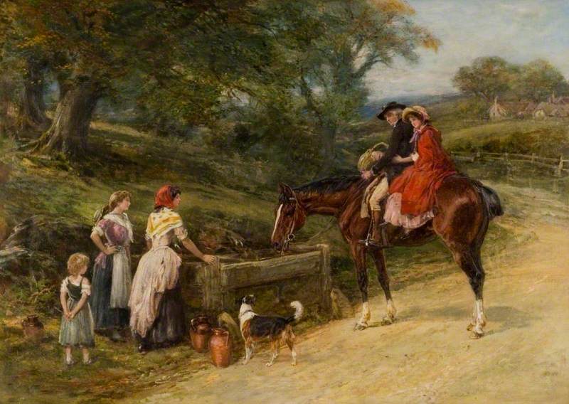 Squire and Daughter, vintage artwork by Heywood Hardy, 12x8" (A4) Poster