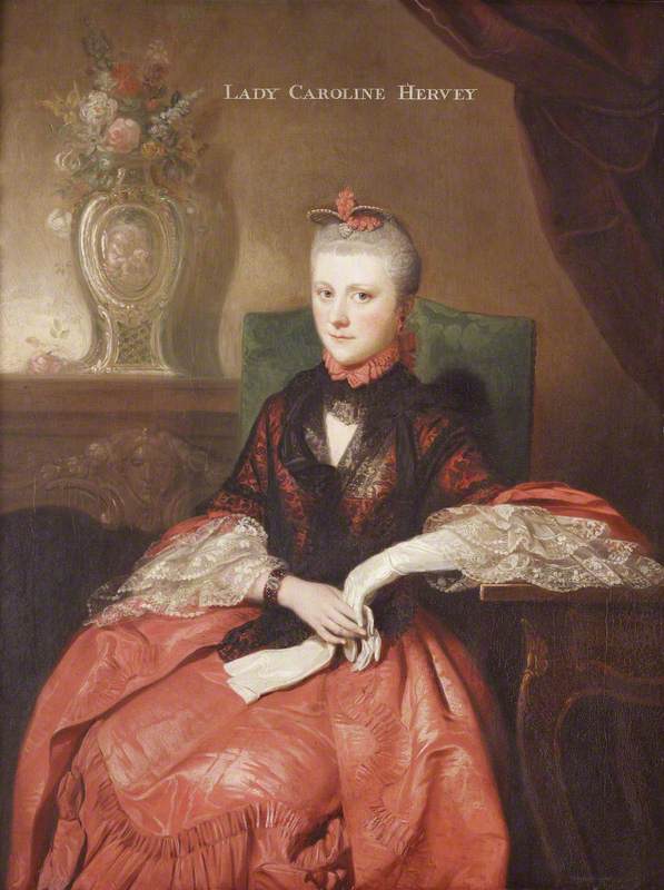 Lady Caroline Hervey, vintage artwork by Attributed to Johann Zoffany, 12x8" (A4) Poster