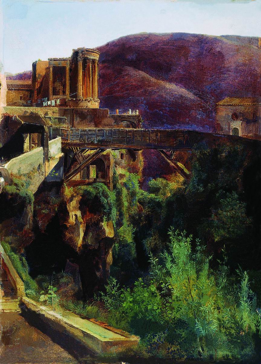 Vesta Temple in Tivoli, vintage artwork by Anton Ivanov, A3 (16x12") Poster Print