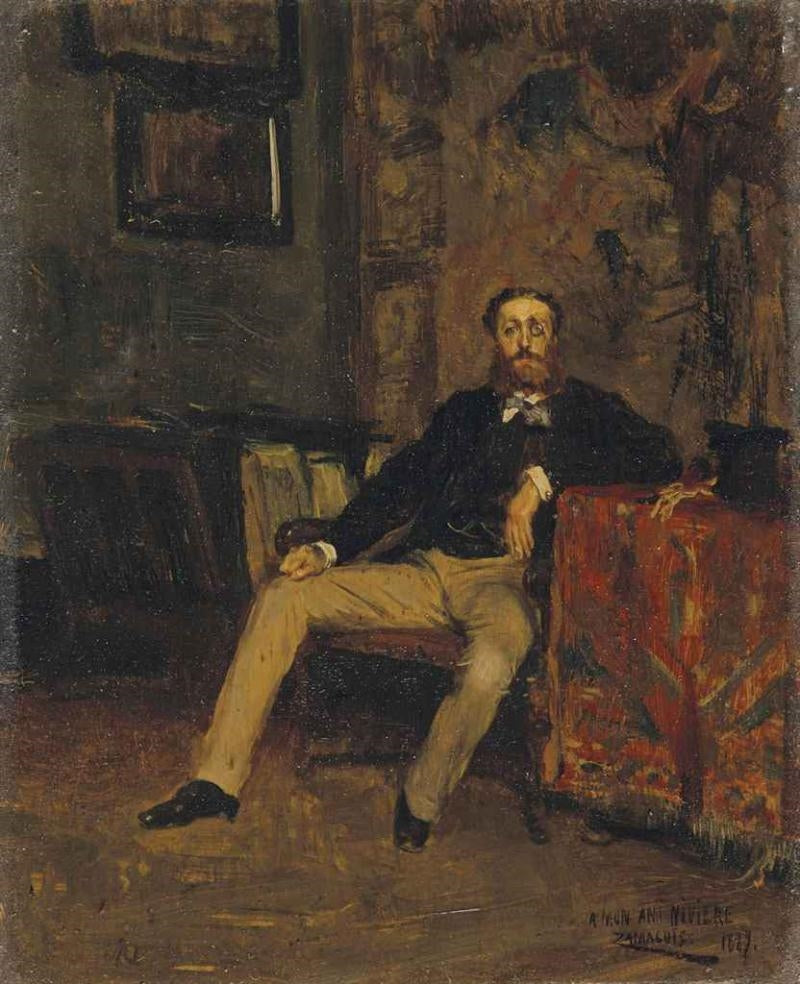 Portrait of Monsieur Nivière, vintage artwork by Eduardo Zamacois y Zabala, 12x8" (A4) Poster