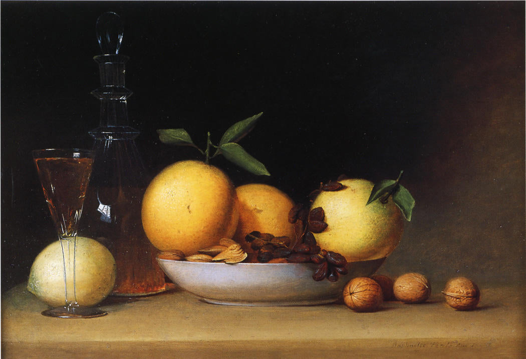 Still Life with Liqueur and Fruit, vintage artwork by Raphaelle Peale, 12x8" (A4) Poster