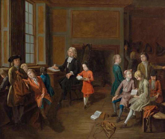 School Class at the Vicarage, vintage artwork by Joseph van Aken, 12x8" (A4) Poster