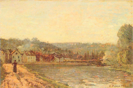 The Banks of the Seine at Bougival, vintage artwork by Camille Pissarro, 12x8" (A4) Poster