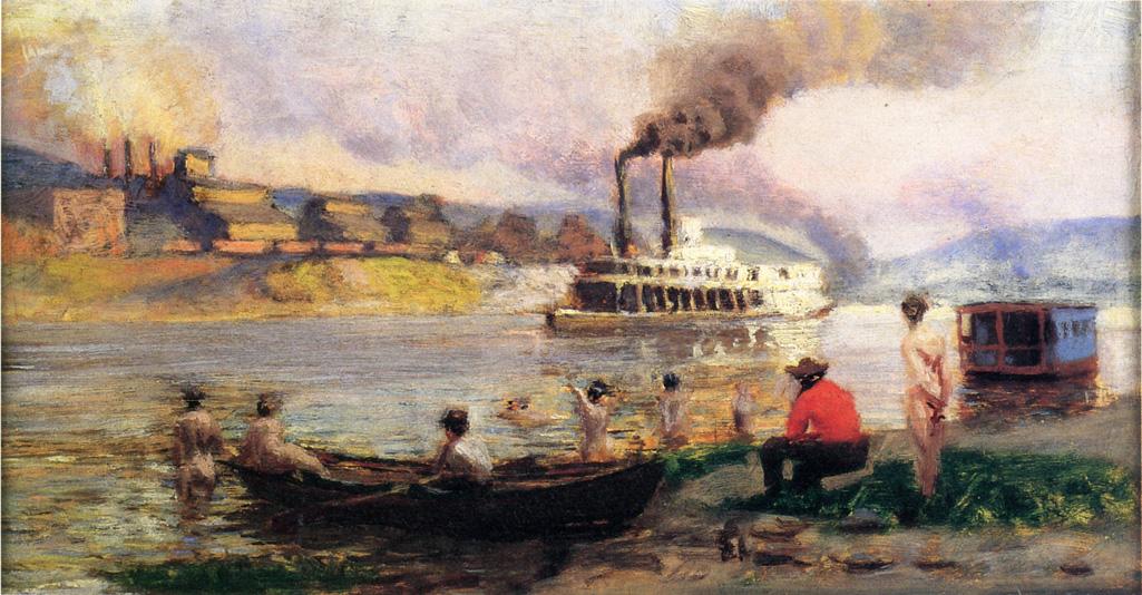 Study for Steamboat on the Ohio by Thomas P. Anshutz,A3(16x12")Poster