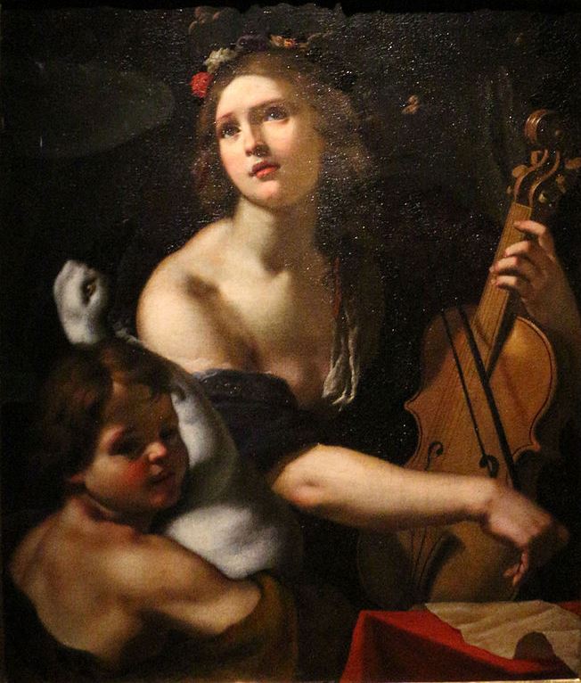 Allegory of Music, vintage artwork by Alessandro Rosi, 12x8" (A4) Poster