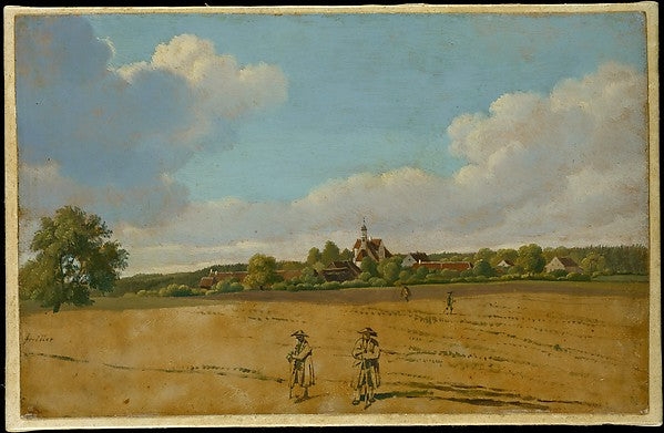 Schloss Emming, between Windach and Geltendorf, seen from the East, vintage artwork by Wilhelm von Kobell, 12x8" (A4) Poster