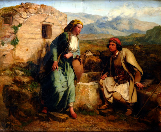Greek Shepherd and Maiden by  a Well, vintage artwork by Paul Falconer Poole, R.A., R. I., A3 (16x12") Poster Print