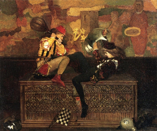 The Chess Game: No. 2 of a Pair, vintage artwork by Edwin Howland Blashfield, 12x8" (A4) Poster