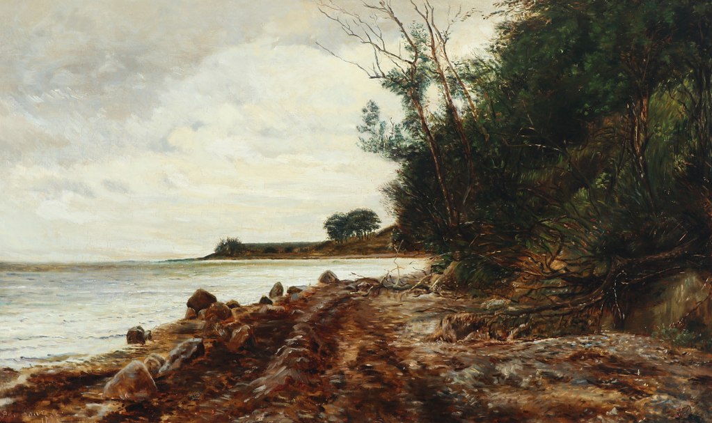 The Shore in Helgenæs, vintage artwork by Janus La Cour, 12x8" (A4) Poster