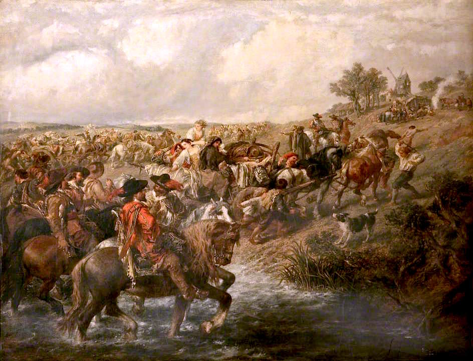 The Army on the March: The Rearguard with the Baggage Wagons, vintage artwork by Sir John Gilbert, A3 (16x12") Poster Print