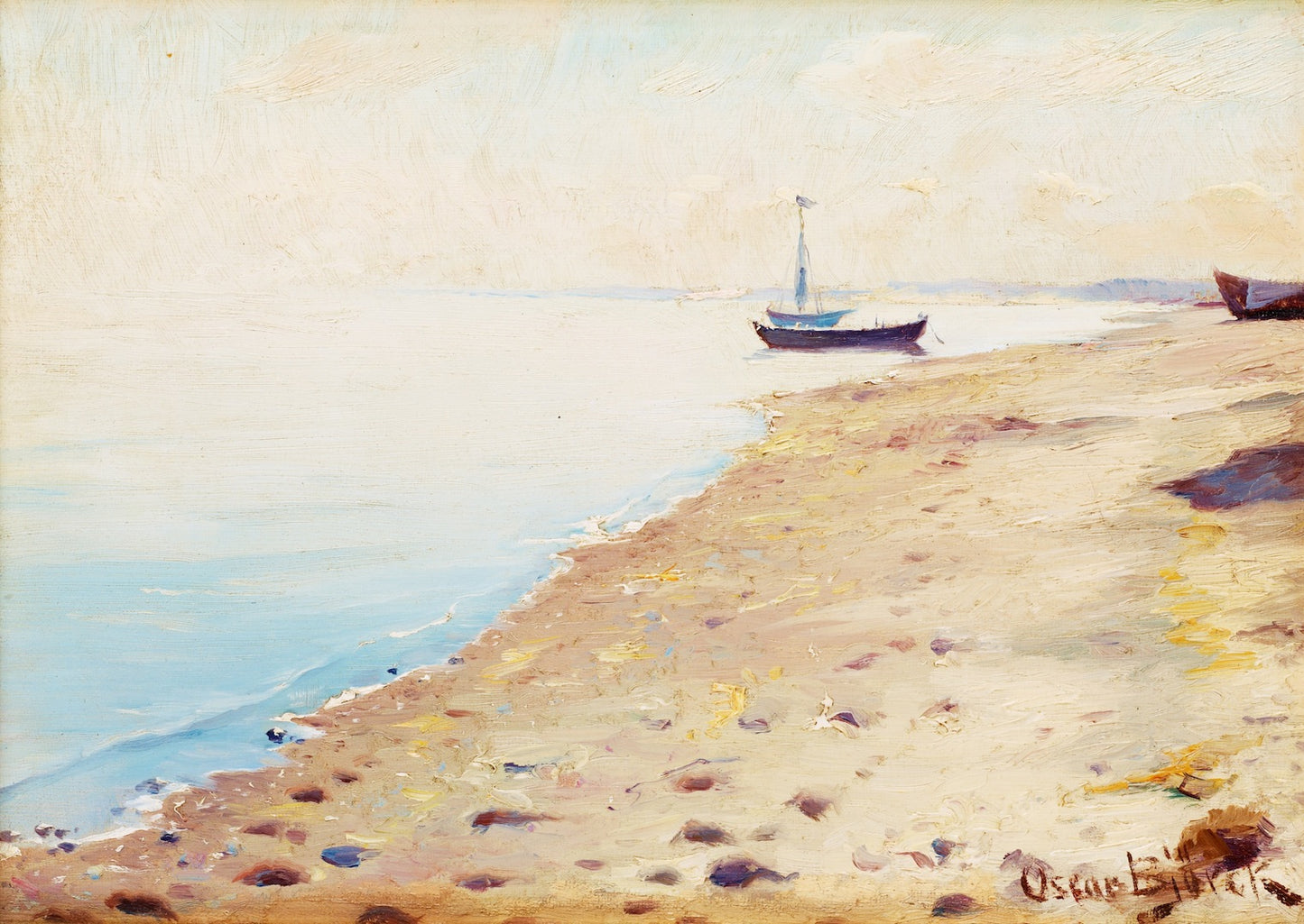 The Skagen Beach, vintage artwork by Oscar Gustaf Bjorck, 12x8" (A4) Poster