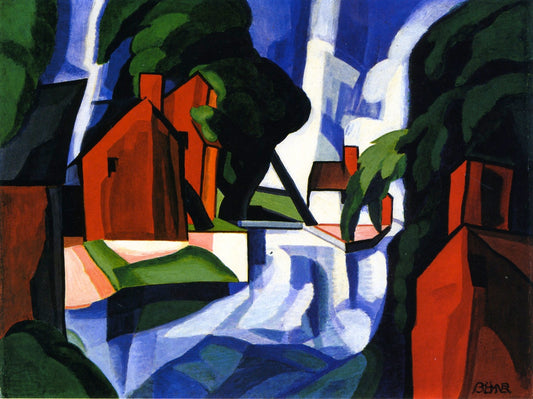 Blue Day, vintage artwork by Oscar Bluemner, 12x8" (A4) Poster