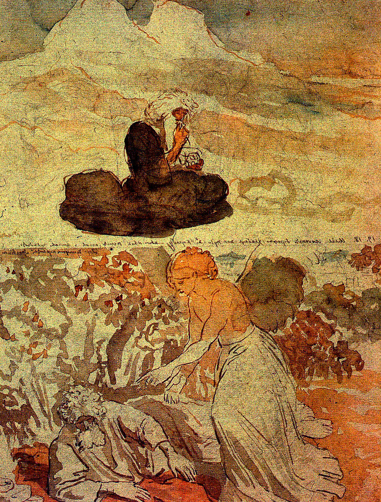 Prophet Elijah in the desert (sketch), vintage artwork by Alexander Ivanov, A3 (16x12") Poster Print