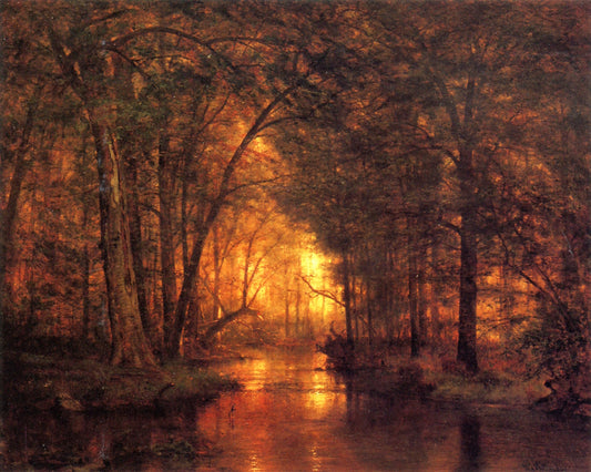 A Light in the Forest, vintage artwork by Thomas Worthington Whittredge, 12x8" (A4) Poster